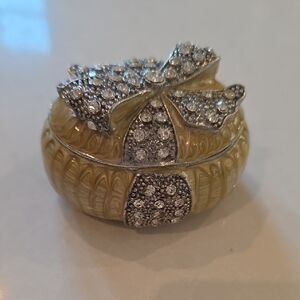Crystal Bow Enamel Trinket Box - Yellow